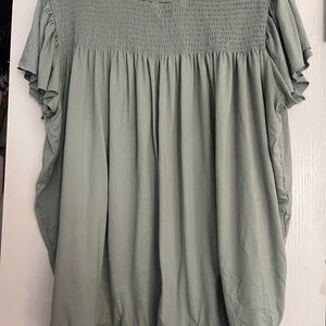 Zac & Rachel Light Green Smocked Blouse